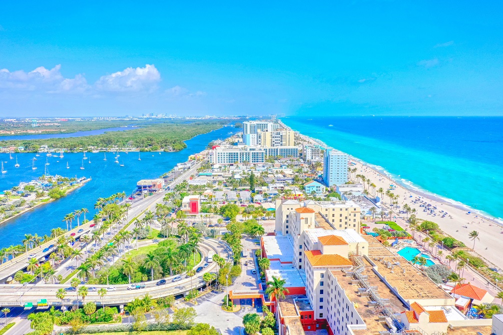 Hollywood Florida Beach aerial view